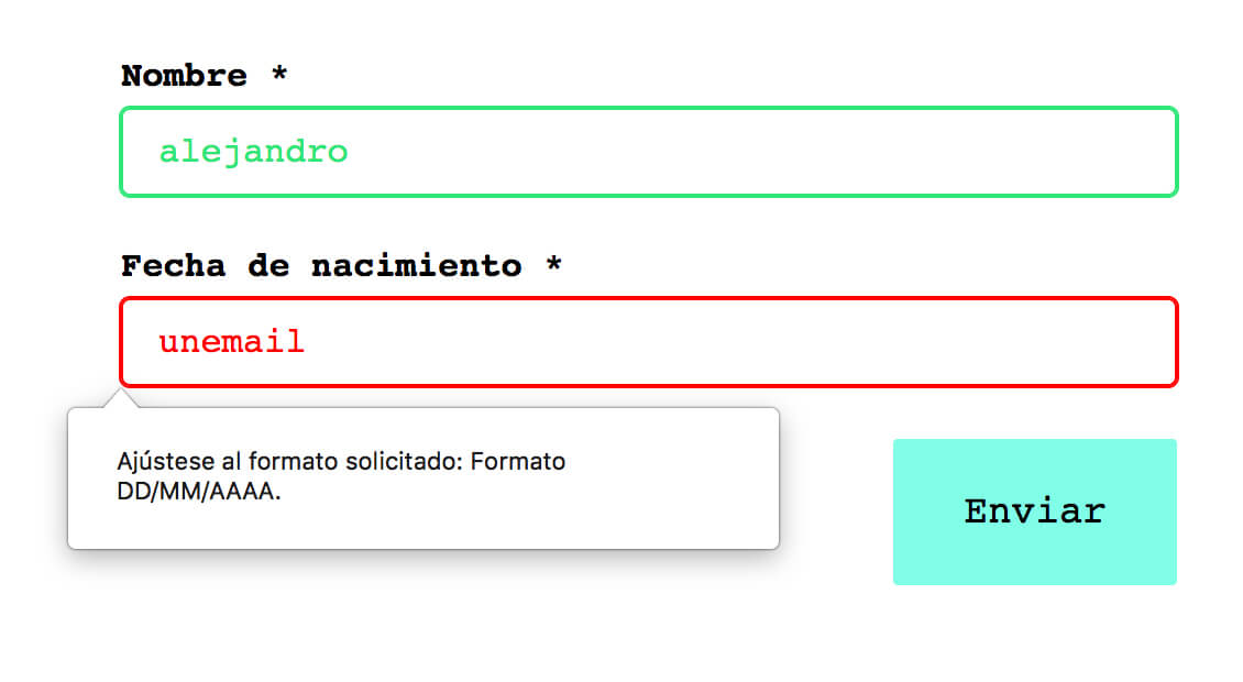 Mensajes de validación de formularios en Firefox