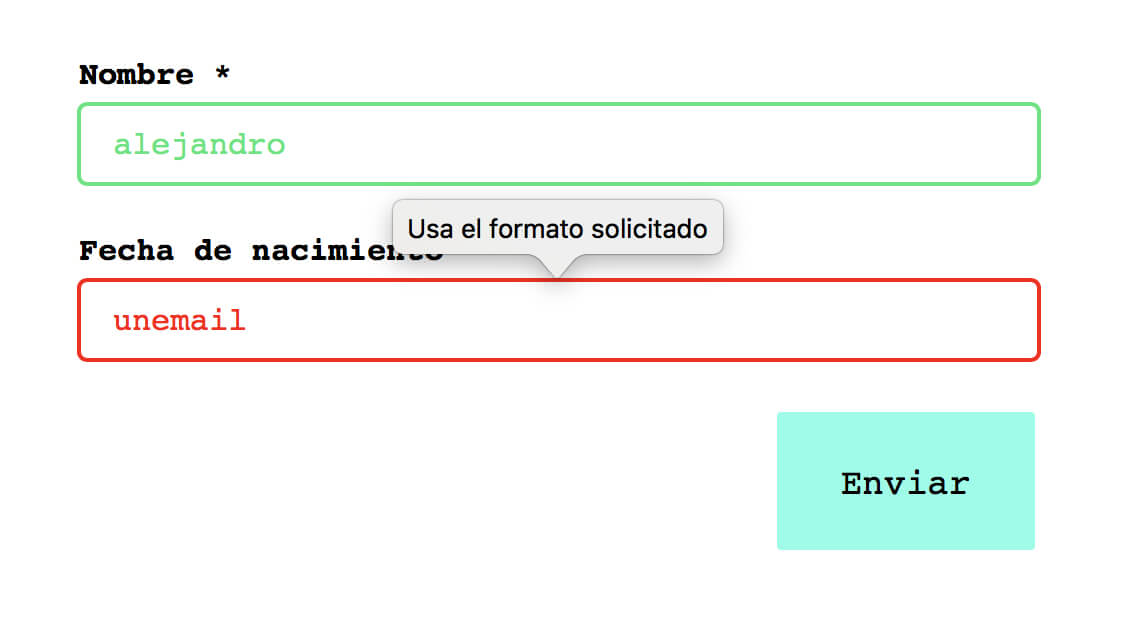 Mensajes de validación de formularios en Safari